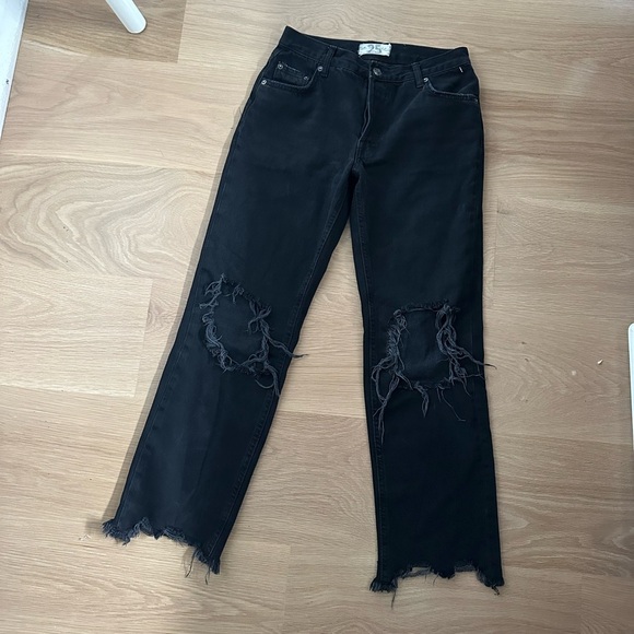 Free people Distressed Black Jeans - Picture 2 of 7